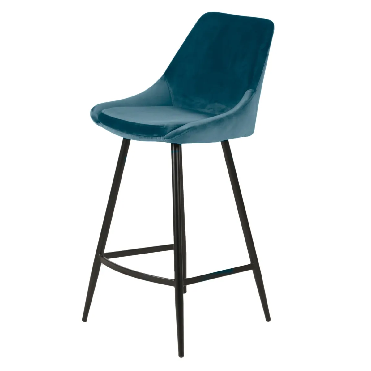 Lot de 2 chaises îlot central avec dossier velours (Assise 67cm) Juno Bleu