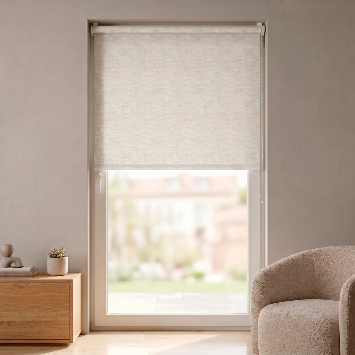 Store enrouleur occultant (120 x 180 cm) Elio Beige chiné