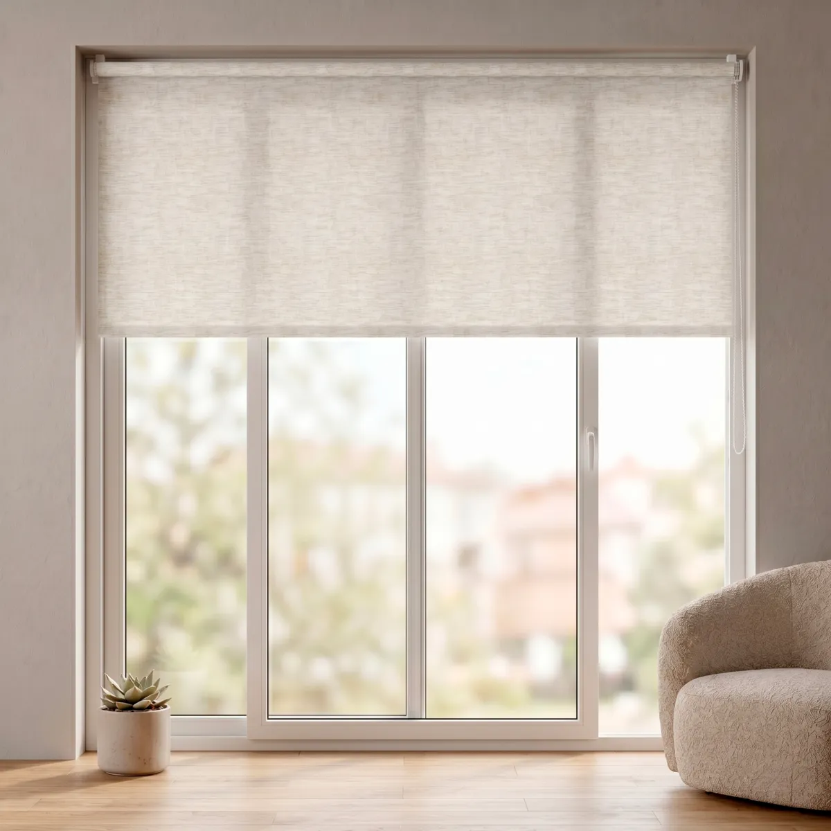 Store enrouleur occultant (210 x 220 cm) Elio Beige chiné