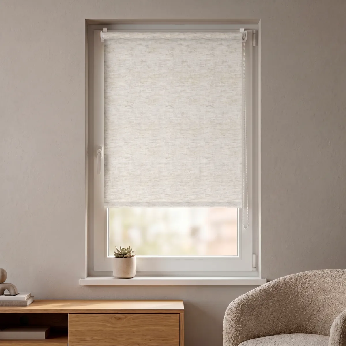 Store enrouleur occultant (45 x 150 cm) Elio Beige chiné