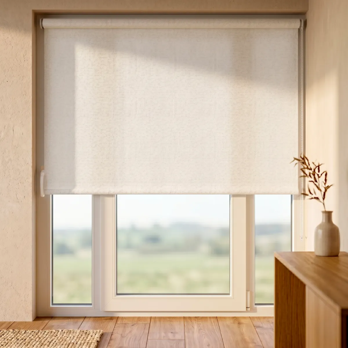 Store enrouleur occultant texturé (200 x 220 cm) Nyx Blanc