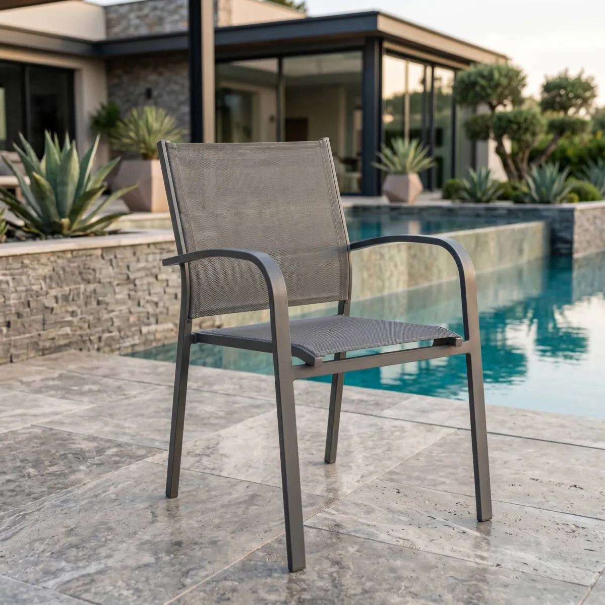 Fauteuil de jardin alu empilable Murano - Gris anthracite 1