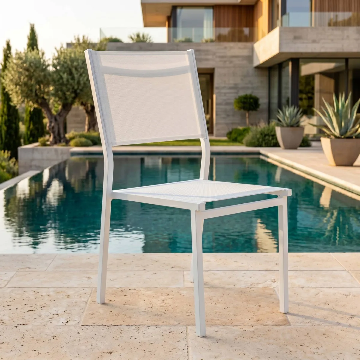 Stapelbarer Gartenstuhl Murano Aluminium - Weiß 1