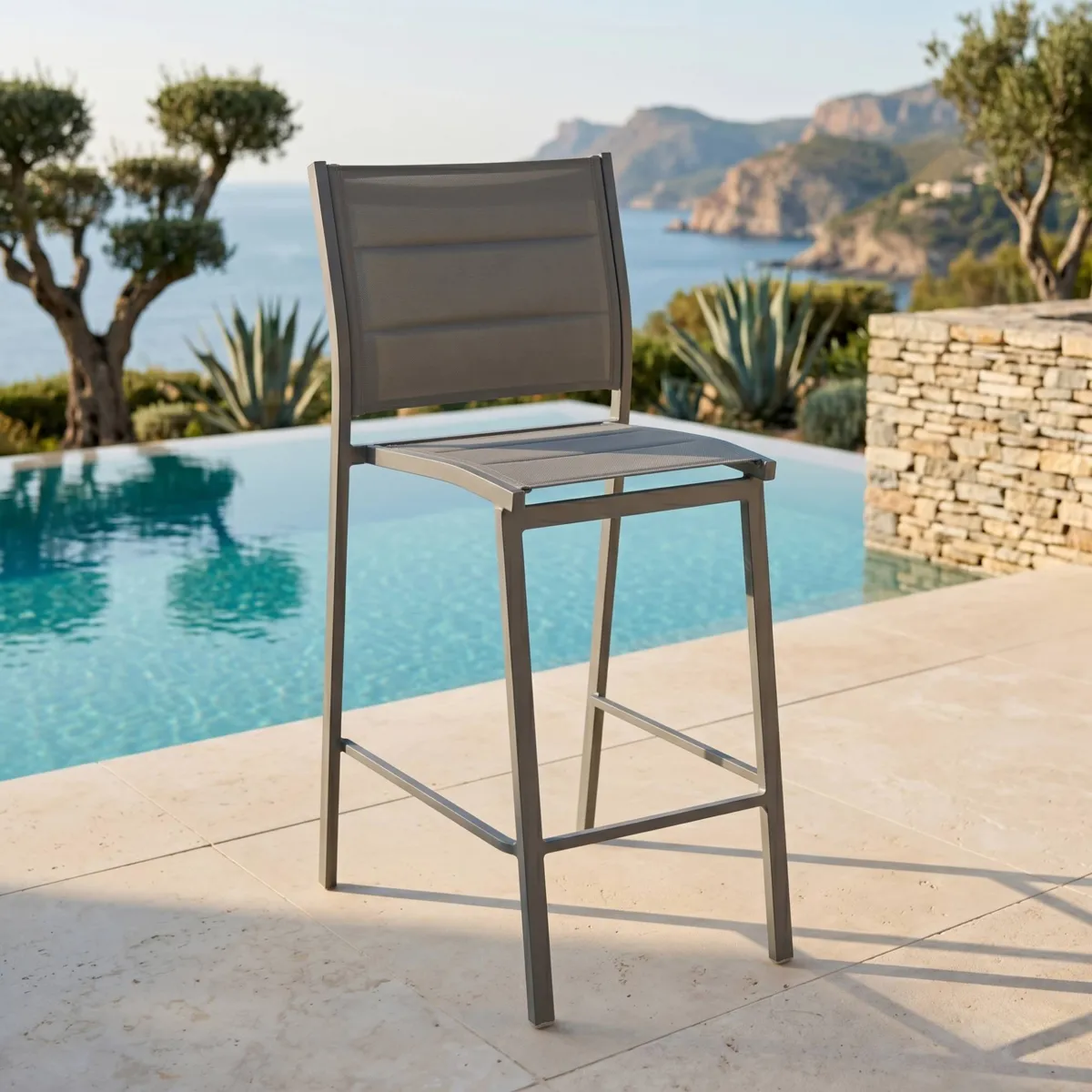Tabouret de jardin aluminium empilable Murano Gris anthracite