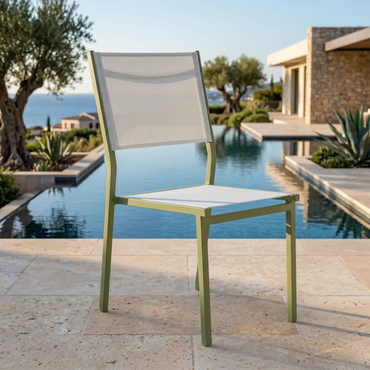 Sedia da giardino impilabile in alluminio Murano Verde