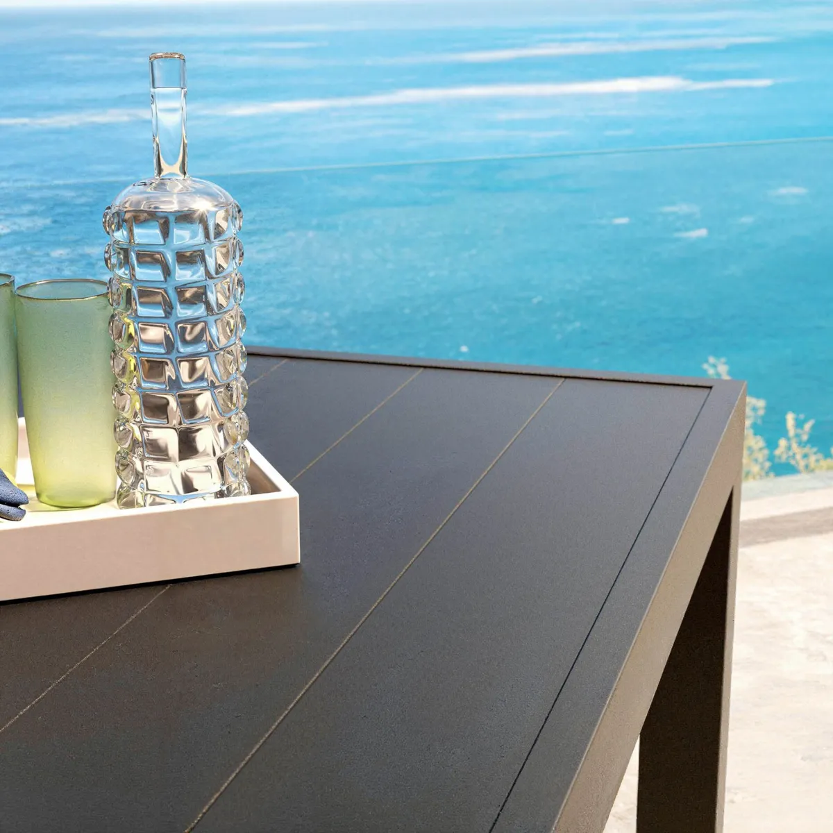 Table de jardin carrée aluminium 8 places (136 x 136 cm) Murano Gris anthracite
