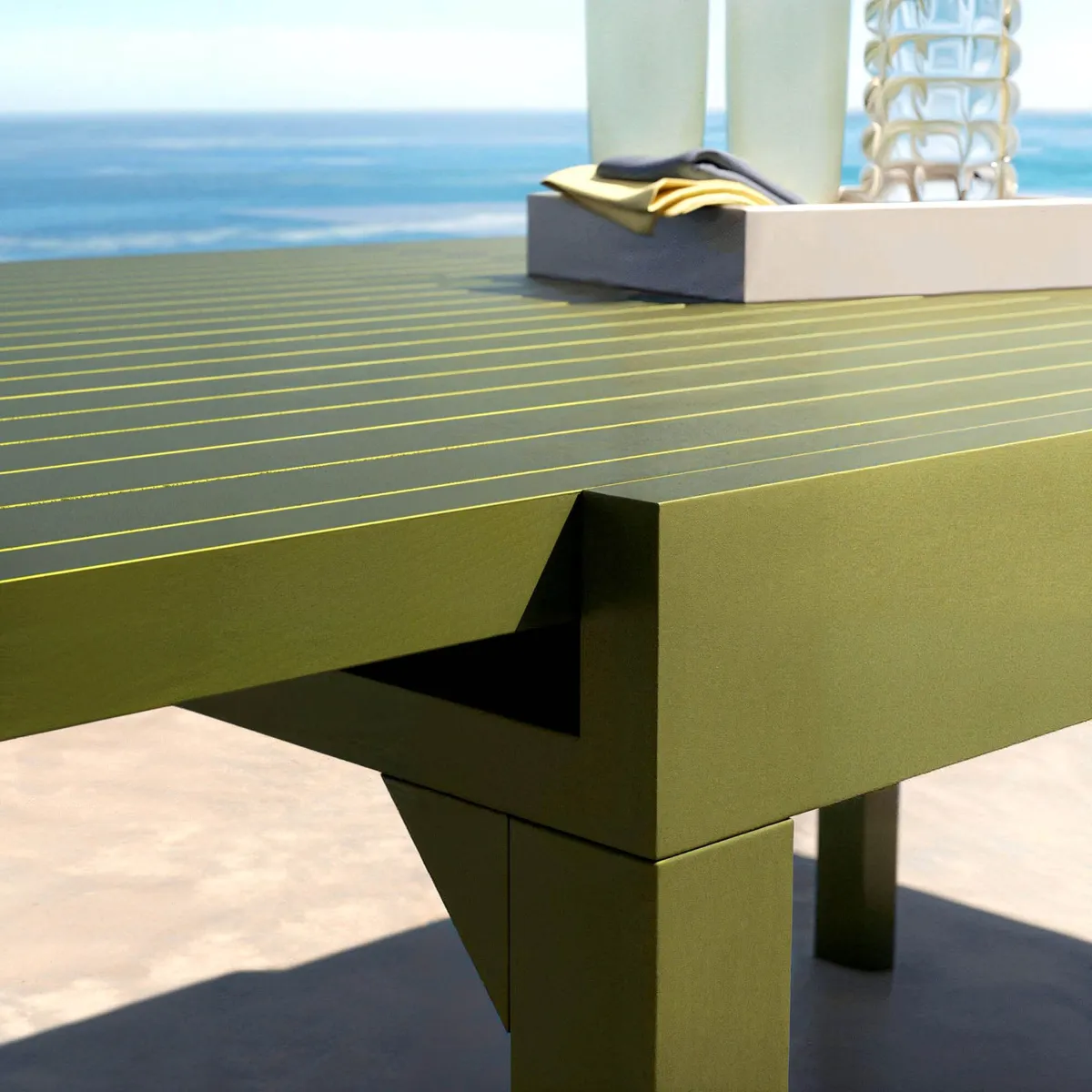 Table de jardin extensible aluminium 12 places (200/320 x 100 cm) Murano Vert olive