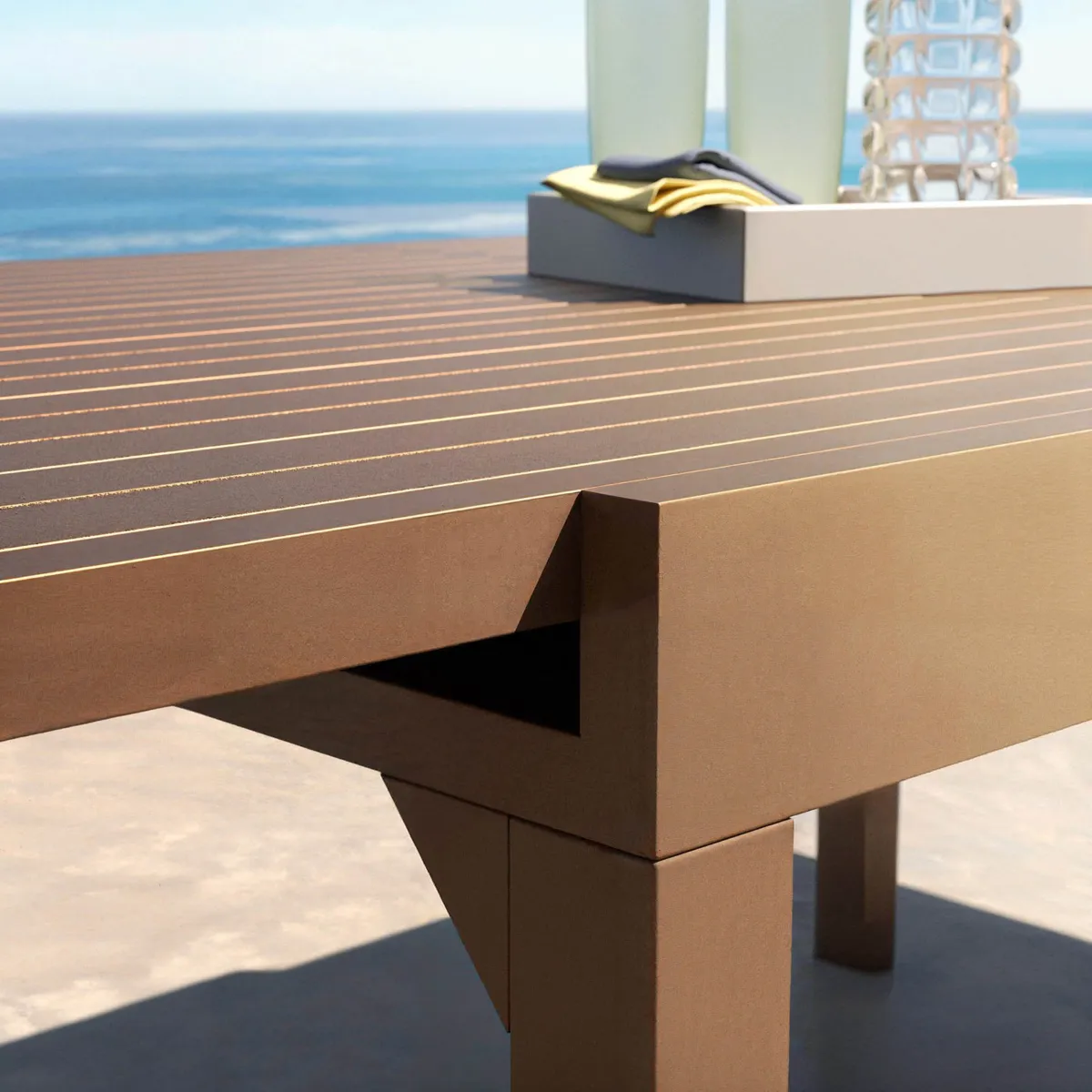 Table de jardin extensible aluminium 12 places (200/320 x 100 cm) Murano Bronze