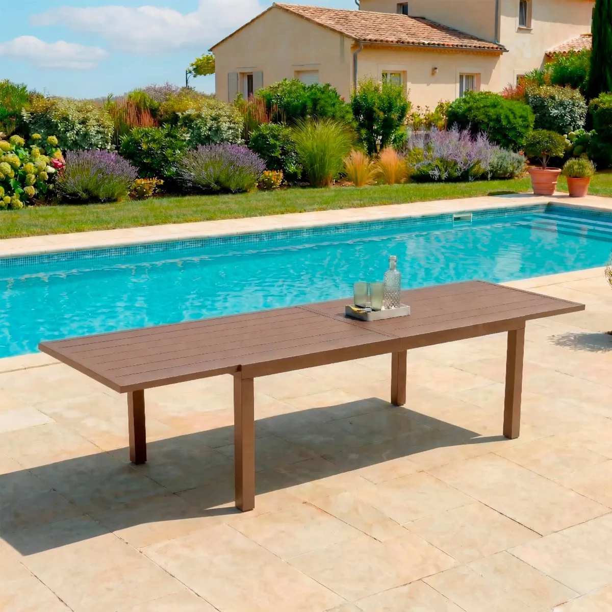 Tavolo da giardino allungabile in alluminio 10 persone (135/270 x 90 cm) Murano Bronzo