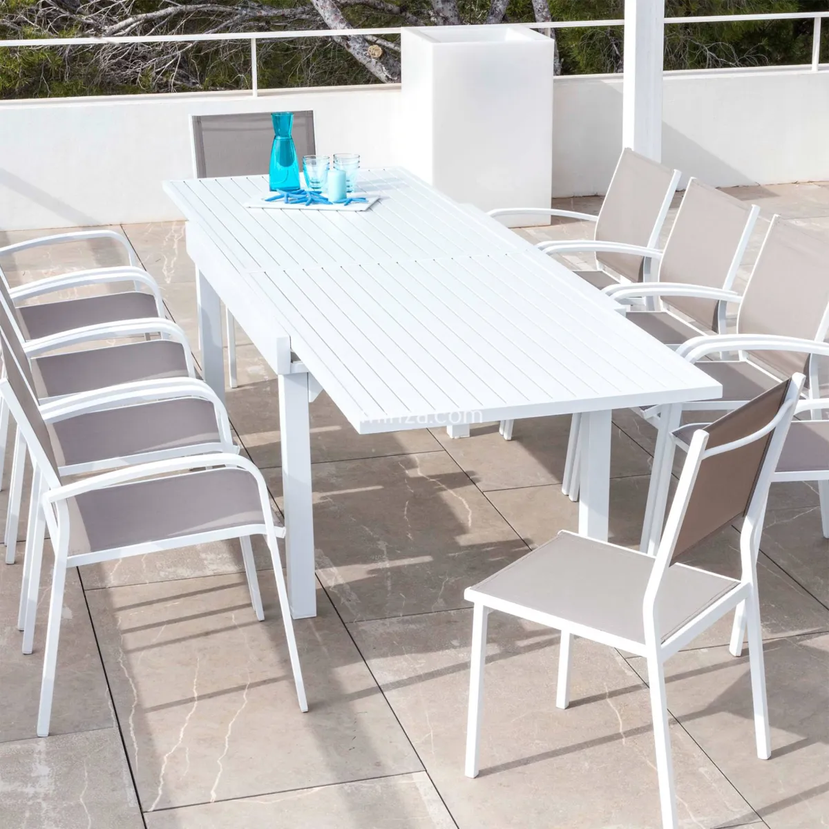 Table de jardin extensible 12 places Aluminium Murano (320 x 100 cm) - Blanche 2