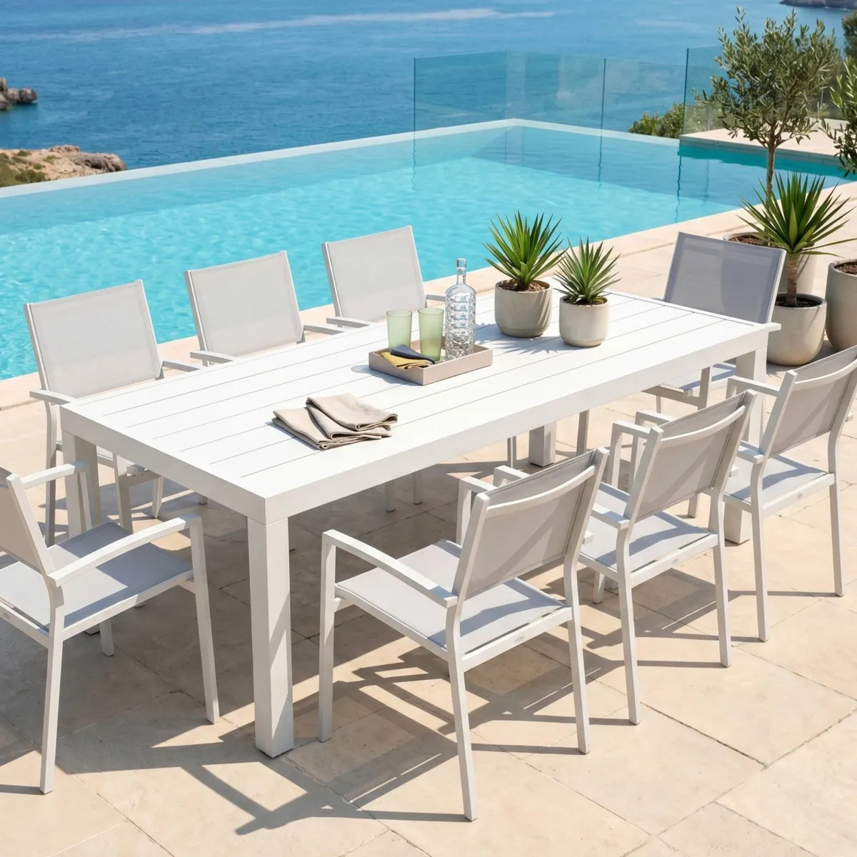 Tavolo da giardino rettangolare  Alluminio Murano (210 x 100 cm) - Bianco 1