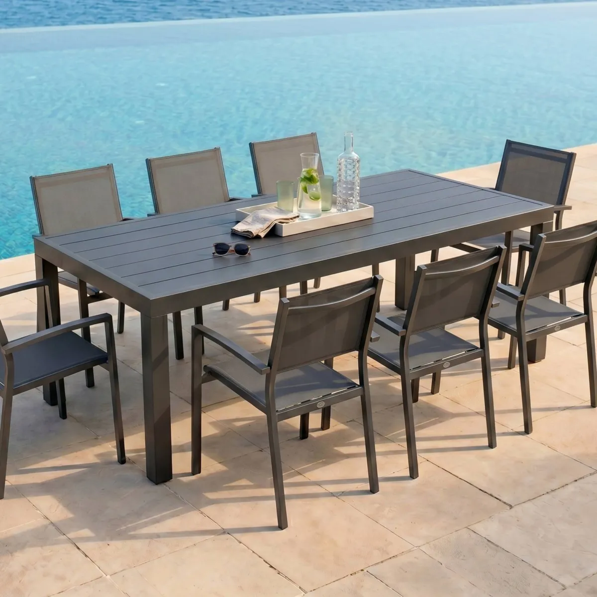 Table de jardin 8 places Aluminium Murano (210 x 100 cm) - Gris anthracite 1