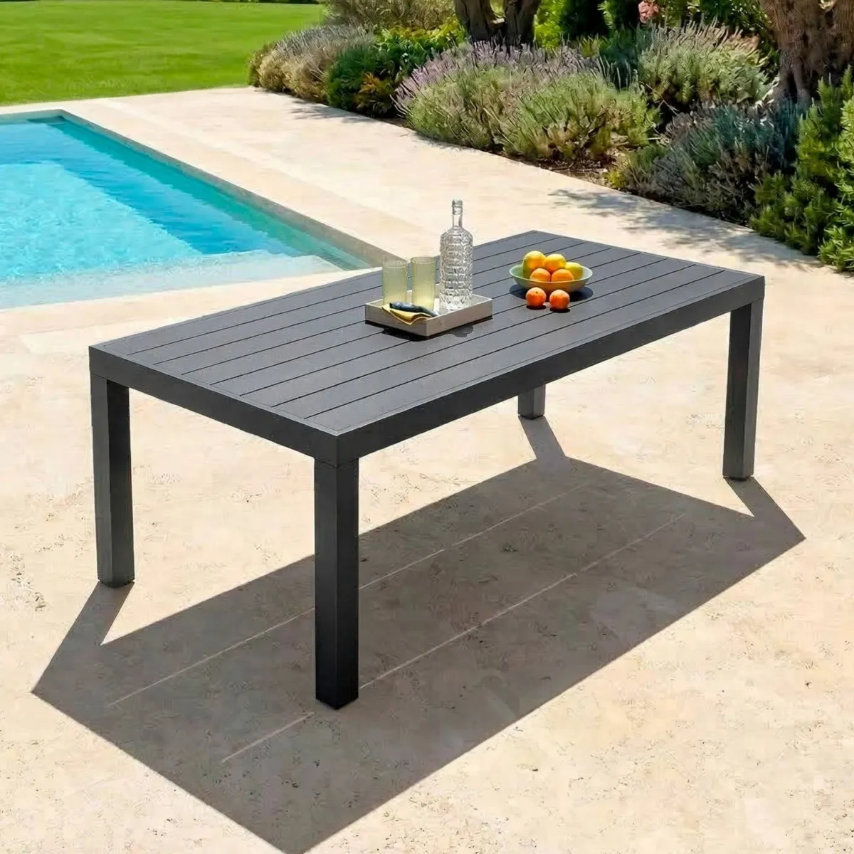 Table de jardin rectangulaire aluminium 8 places (210 x 100 cm) Murano Gris anthracite