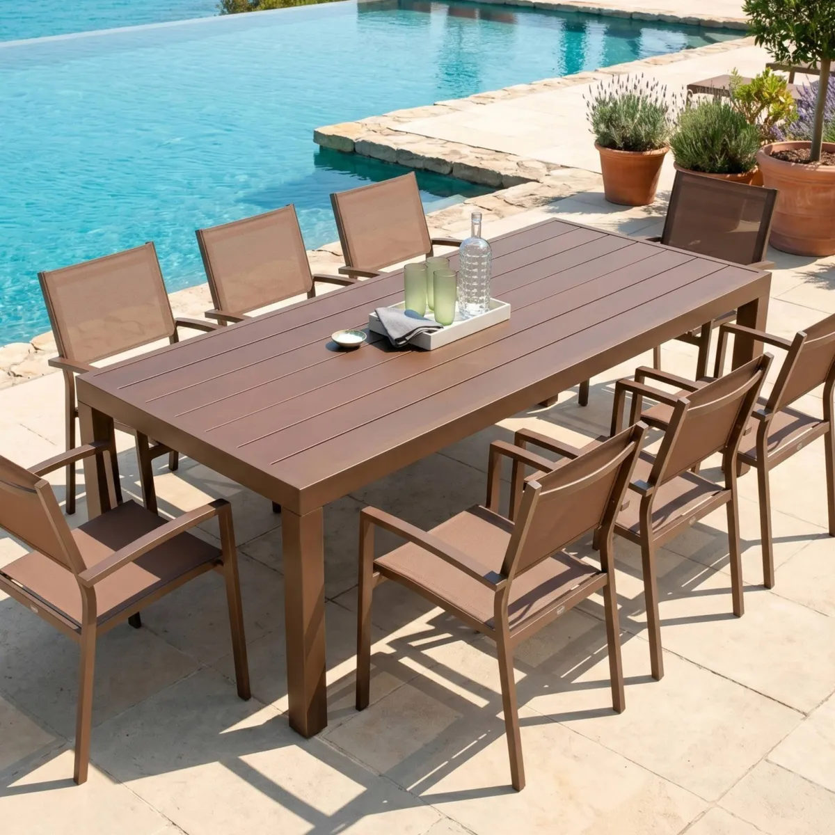 Table de jardin rectangulaire aluminium 8 places (210 x 100 cm) Murano Bronze