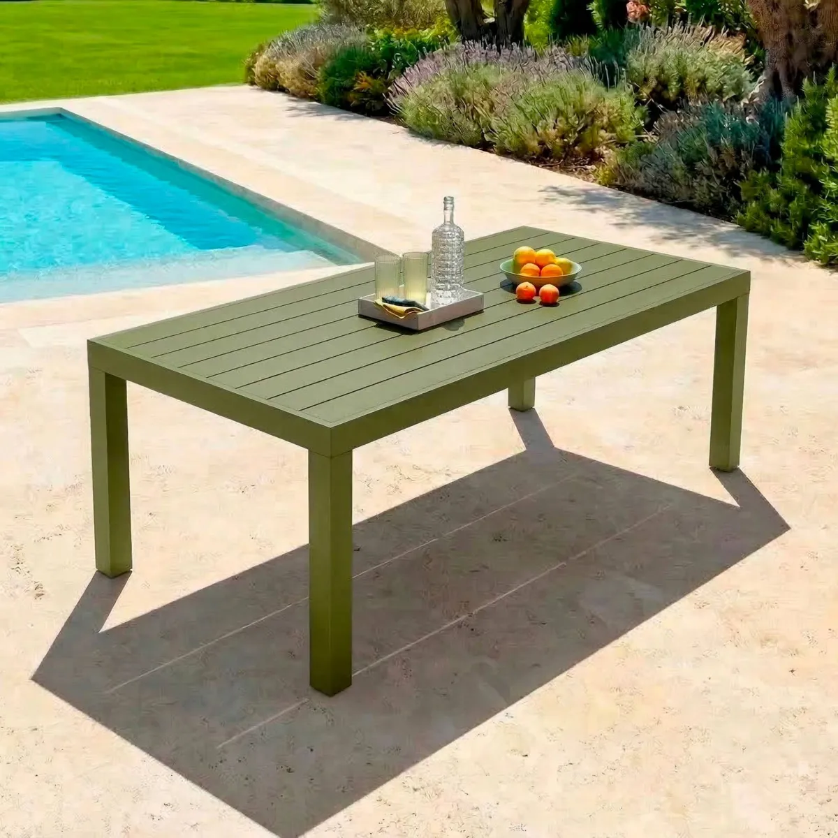 Tavolo da giardino rettangolare in alluminio per 8 persone (210 x 100 cm) Murano Verde