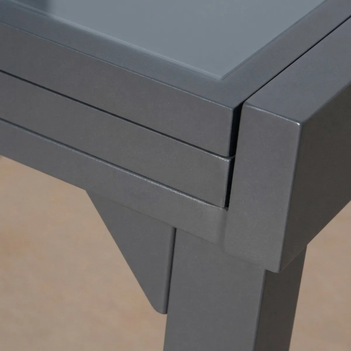 Table de jardin extensible 12 places en verre Murano (320 x 100 cm) - Anthracite 4