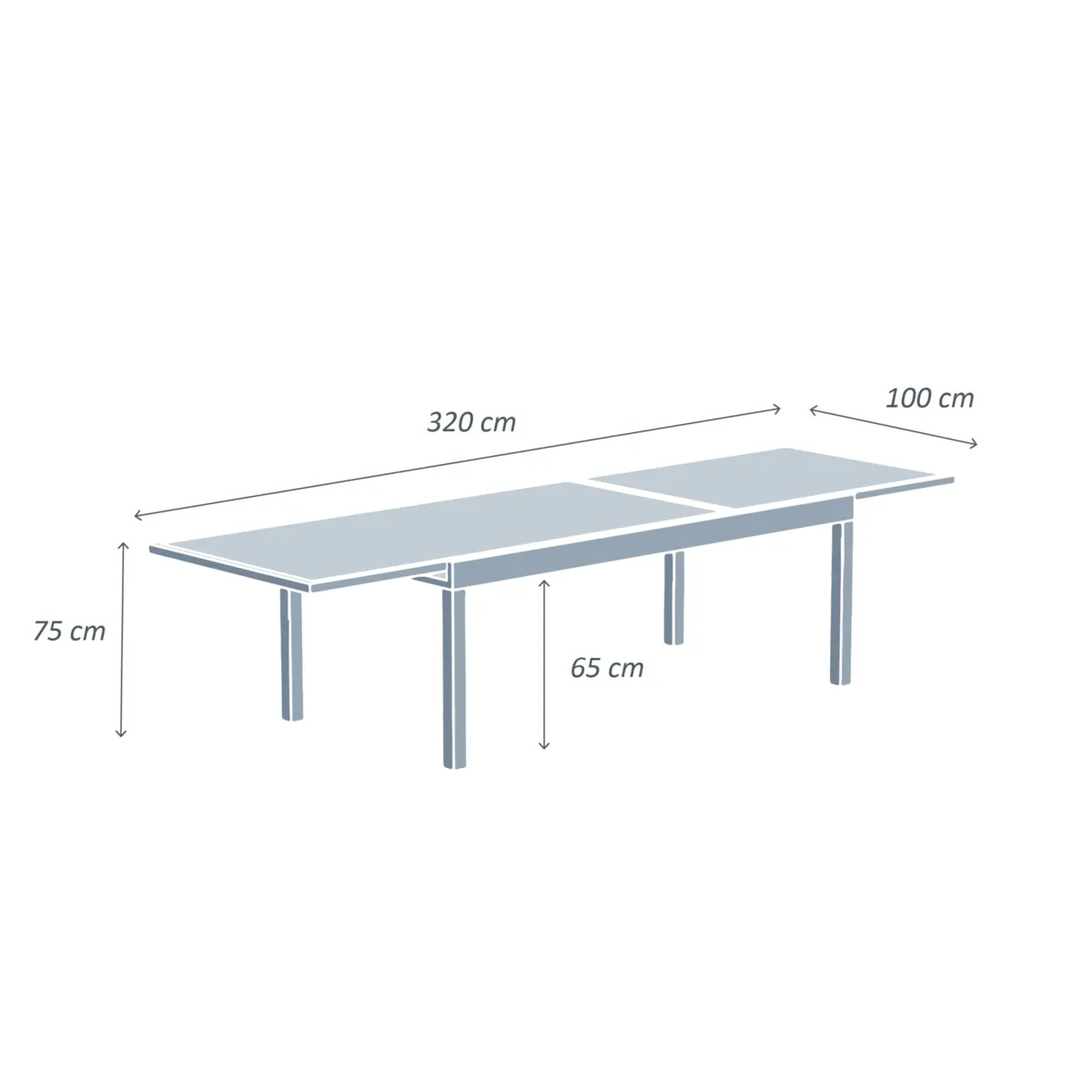 Tavolo da giardino allungabile in vetro 12 posti (200/320 x 100 cm) Murano Bronzo