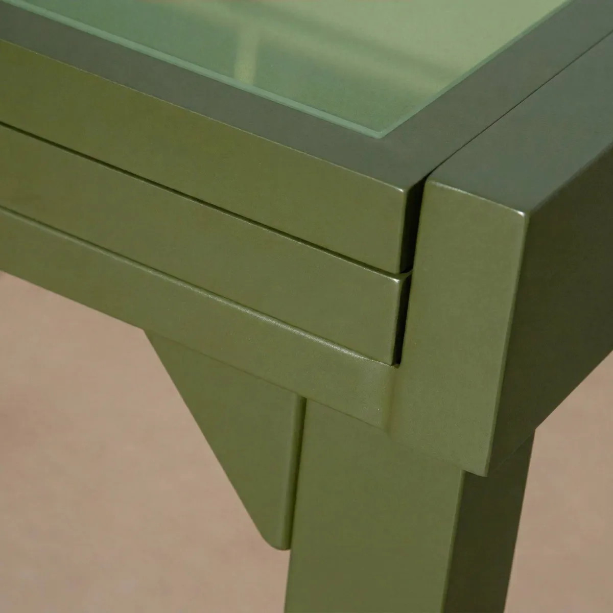 Table de jardin extensible en verre 12 places (200/320 x 100 cm) Murano Vert olive