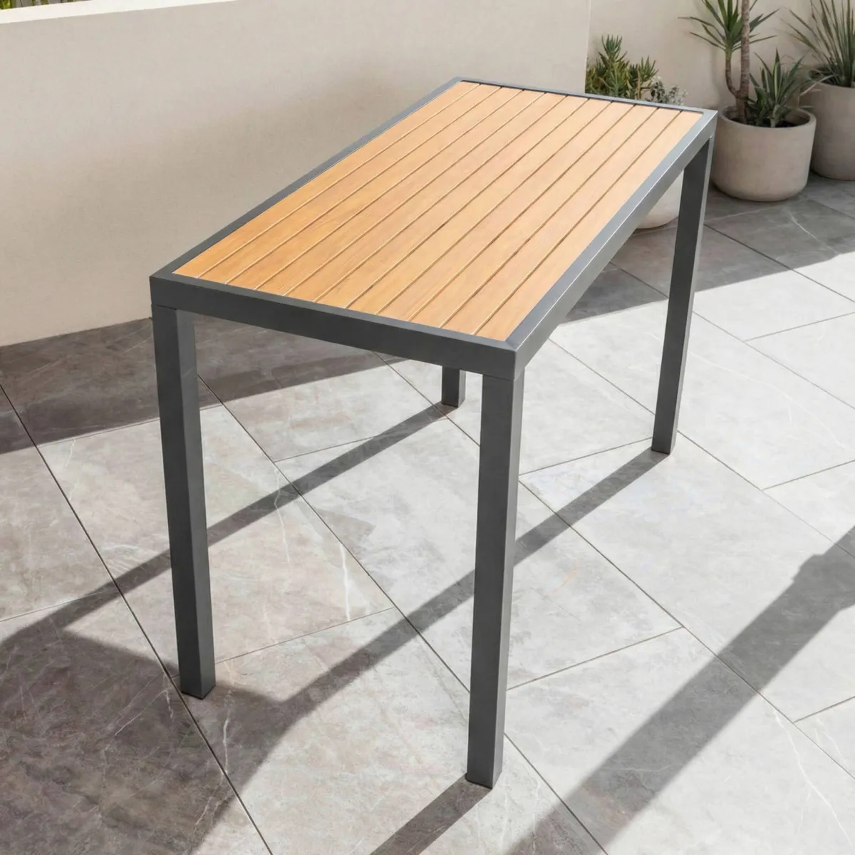 Tavolo da giardino alto in alluminio 6 posti effetto legno (160 x H105 cm) Murano Grigio antracite