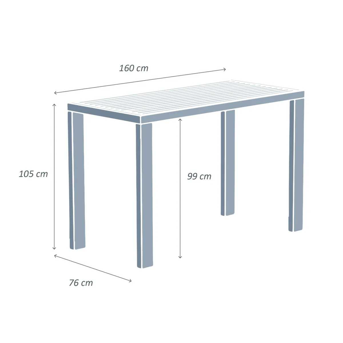 Table Haute 6 places Aluminium Murano - Gris anthracite 7
