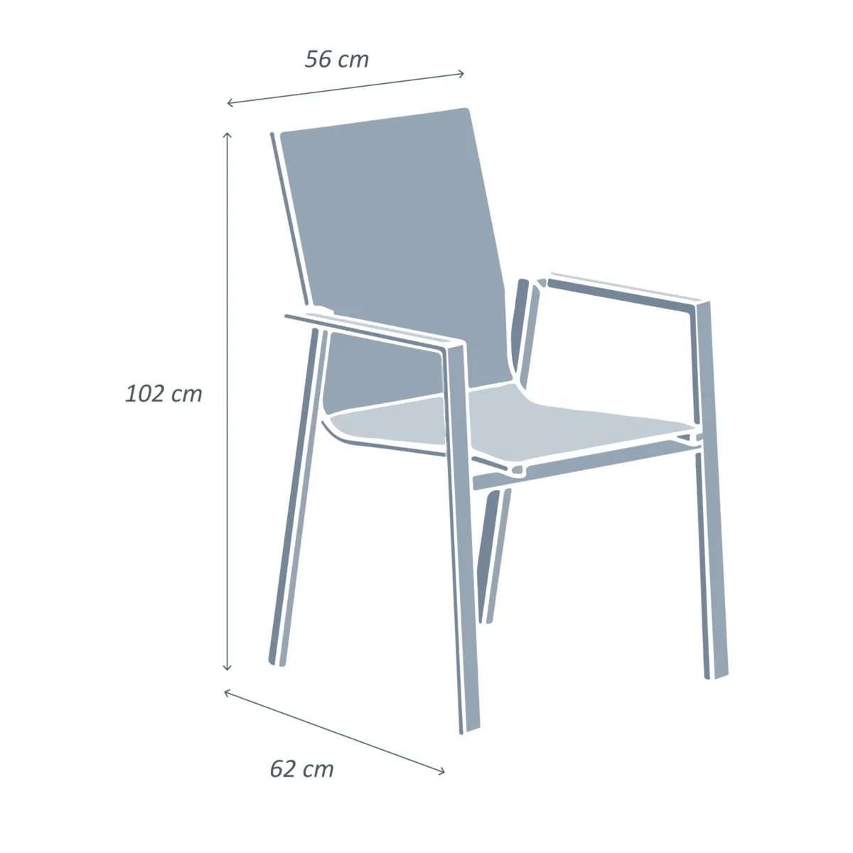 Sedia da giardino con schienale alto in alluminio impilabile Murano - Grigio antracite 3