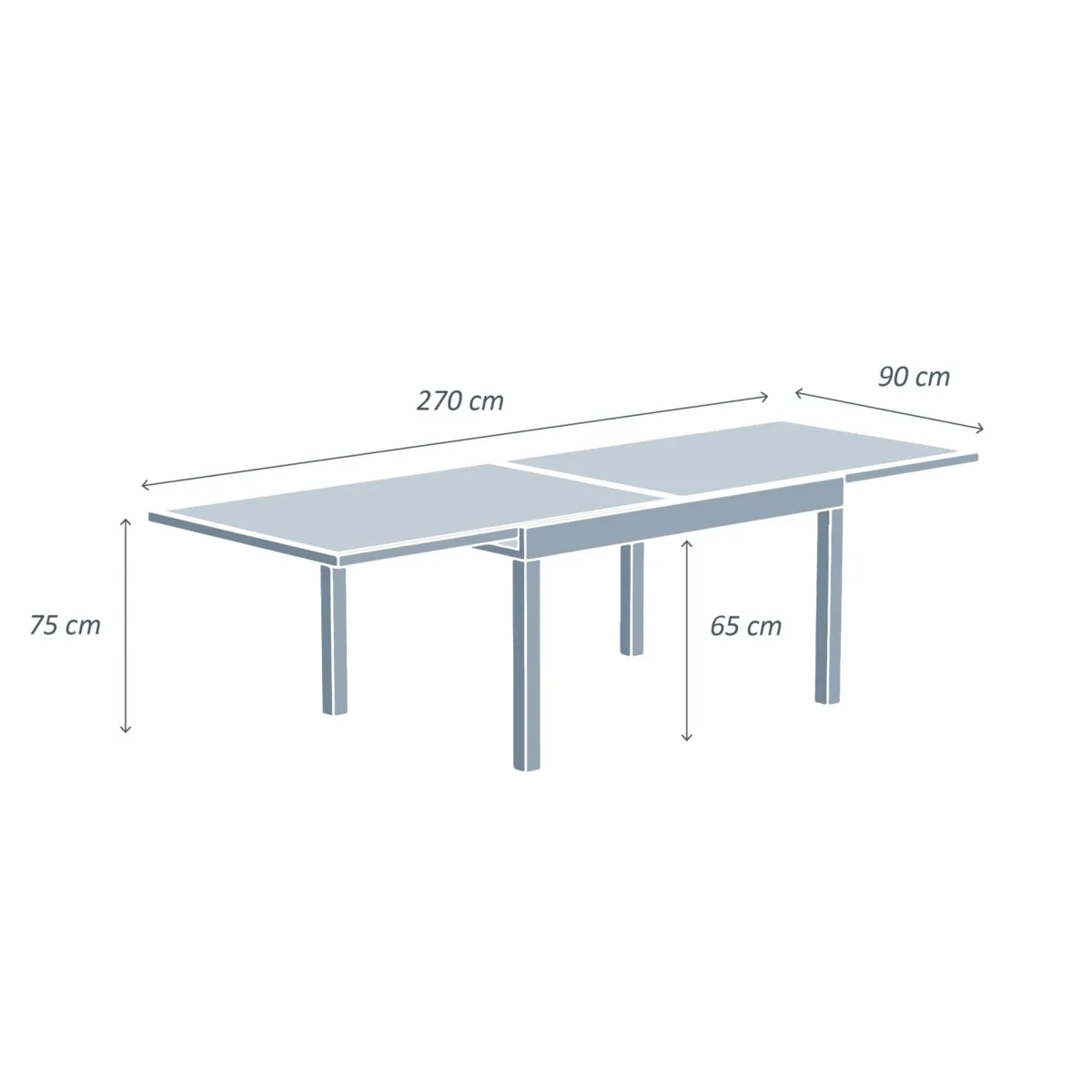 Table de jardin extensible 10 places en verre Murano (270 x 90 cm) - Anthracite 5