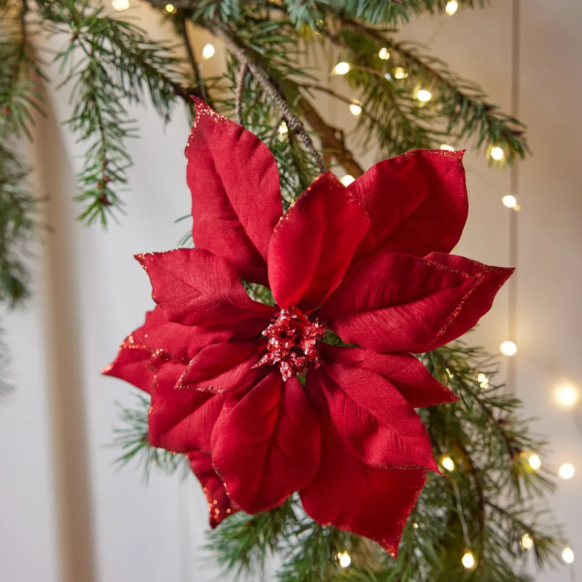Fiore decorativo con pinza Bella Rosso