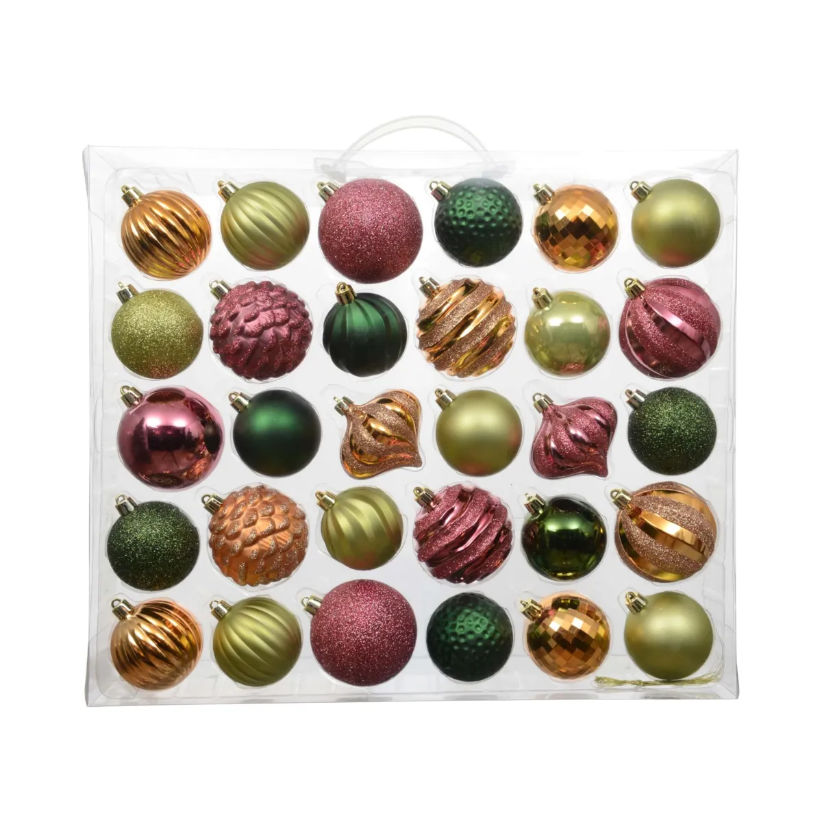 Kit di addobbi natalizi per albero (30 palline) Agéna Pistacchio, verde abete e rosa