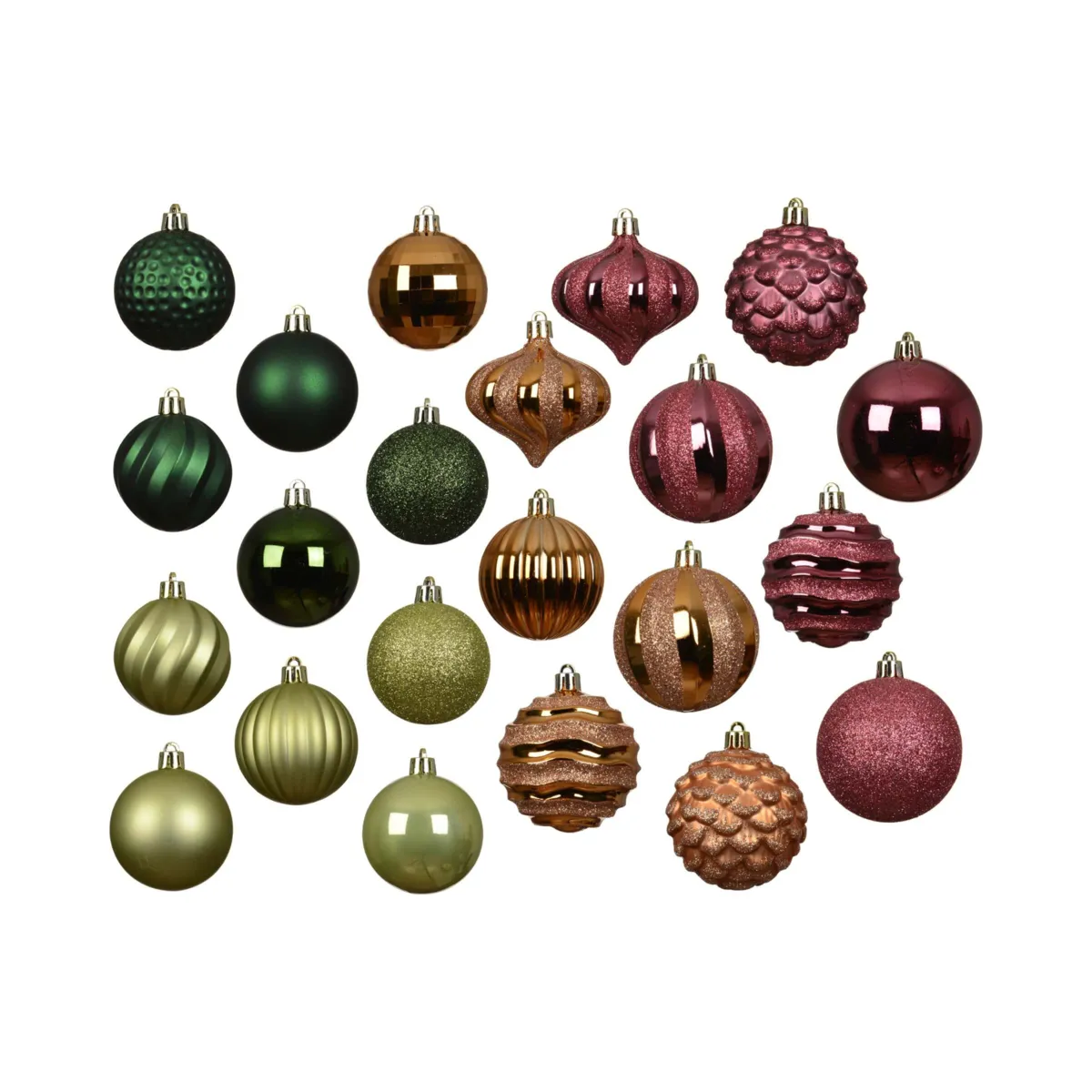 Kit di addobbi natalizi per albero (30 palline) Agéna Pistacchio, verde abete e rosa