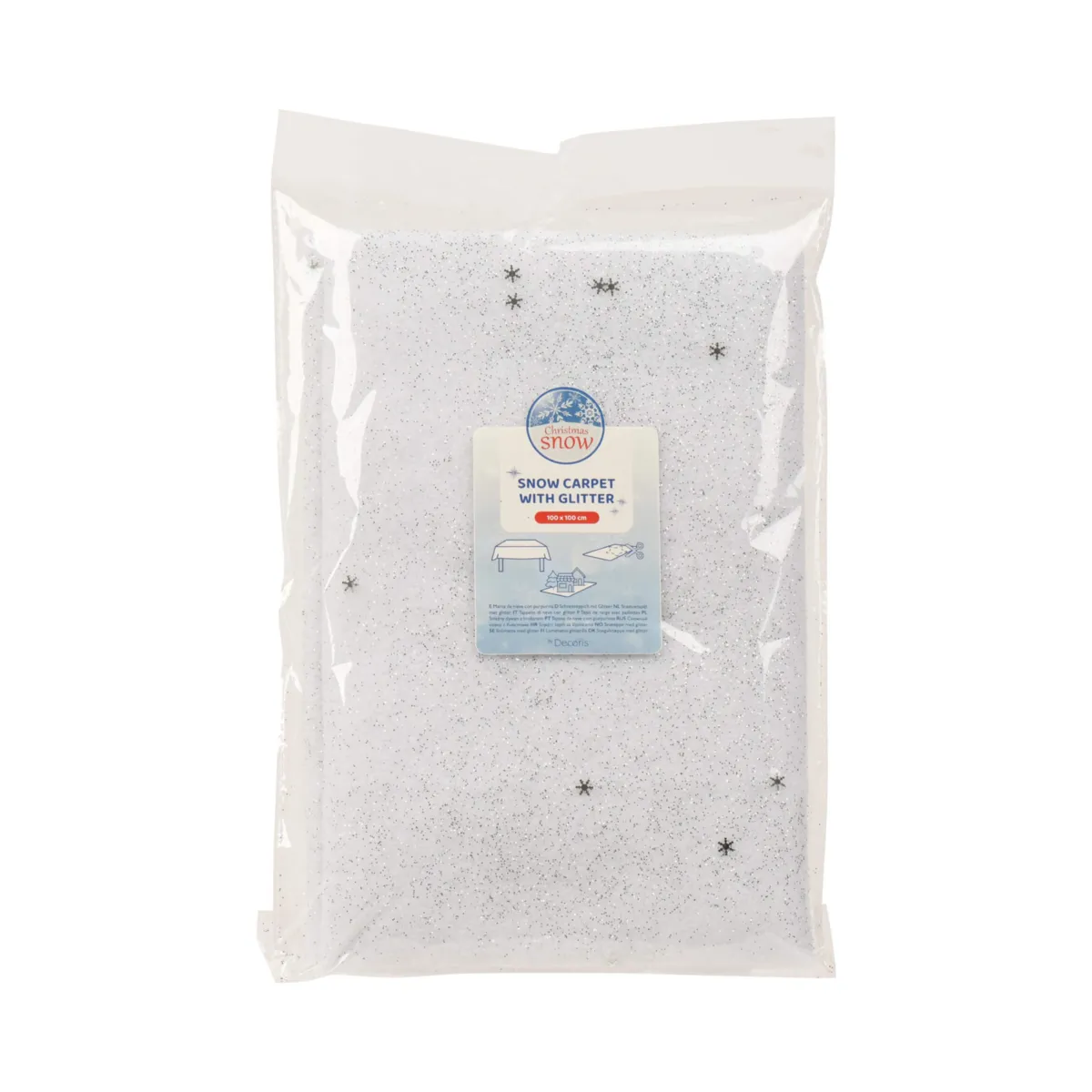 Tappeto di neve quadrato (100 x 100 cm) glitterato Bianco e argento