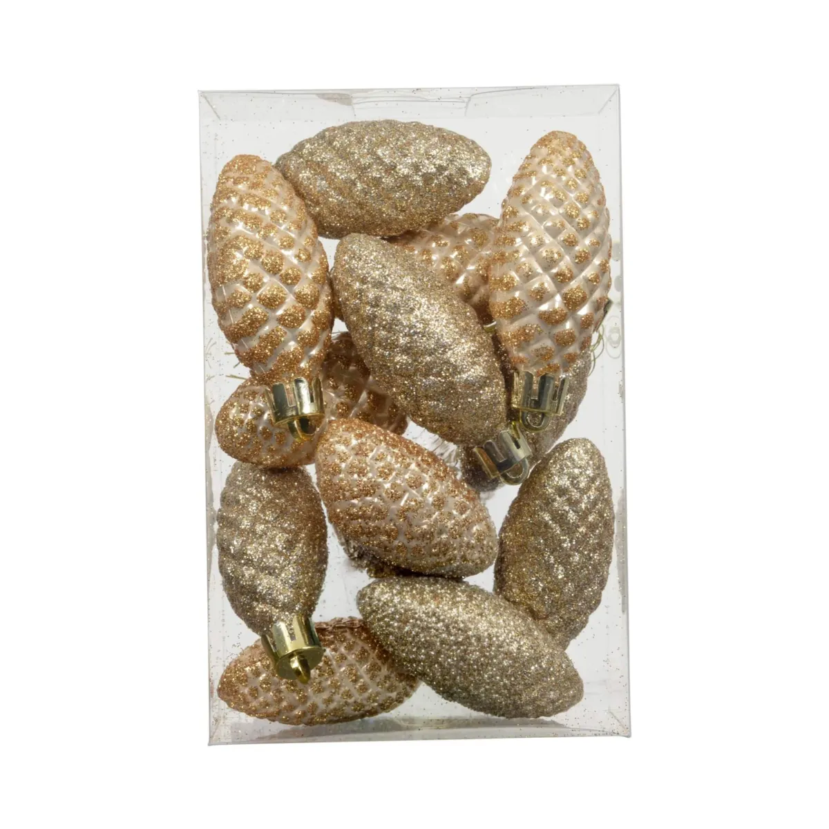 Set di 12 pigne da appendere (H14 cm) Aravis Perla glitterato
