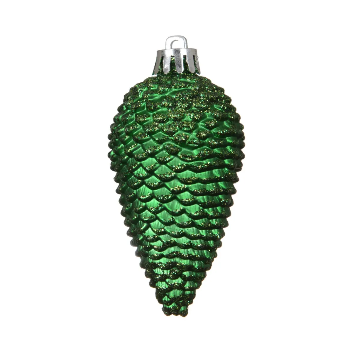 Set di 6 pigne da appendere (H8 cm) Aravis Verde agrifoglio glitterato