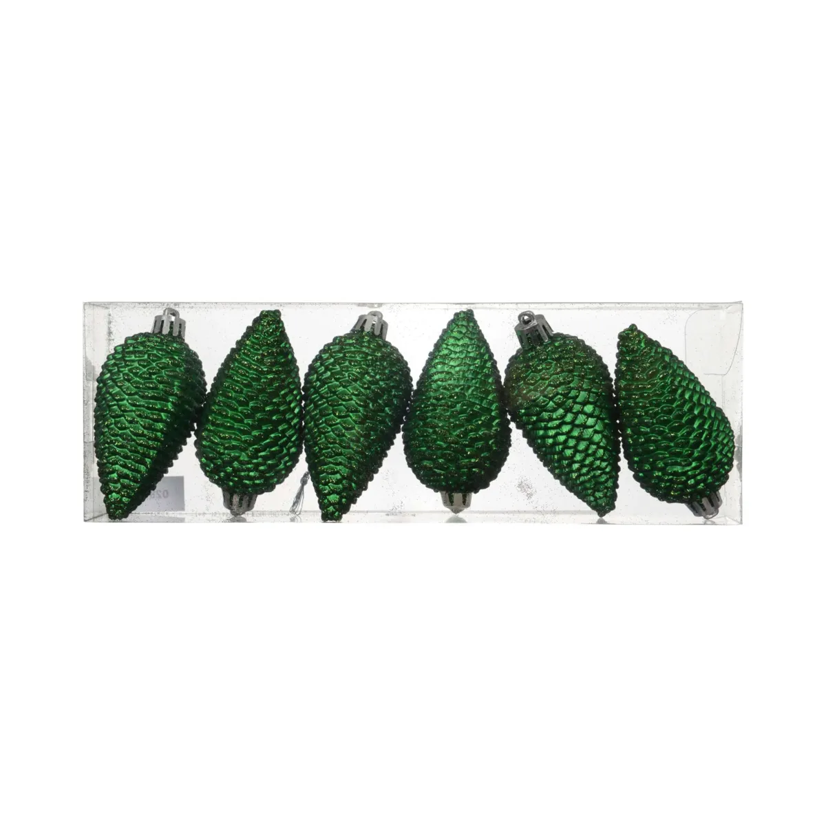 Boite de 6  Pomme de pin polystyrene vert houx D.4.5cm x H.8cm Alpine ou Aravis ?