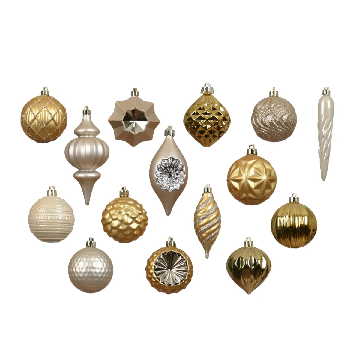 Kit di addobbi natalizi per albero (32 pezzi) Armonia Oro chiaro