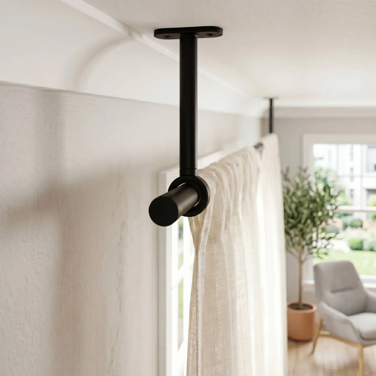 Lote de 2 soportes simples  (L150 / D20 mm) Negro Mate 1