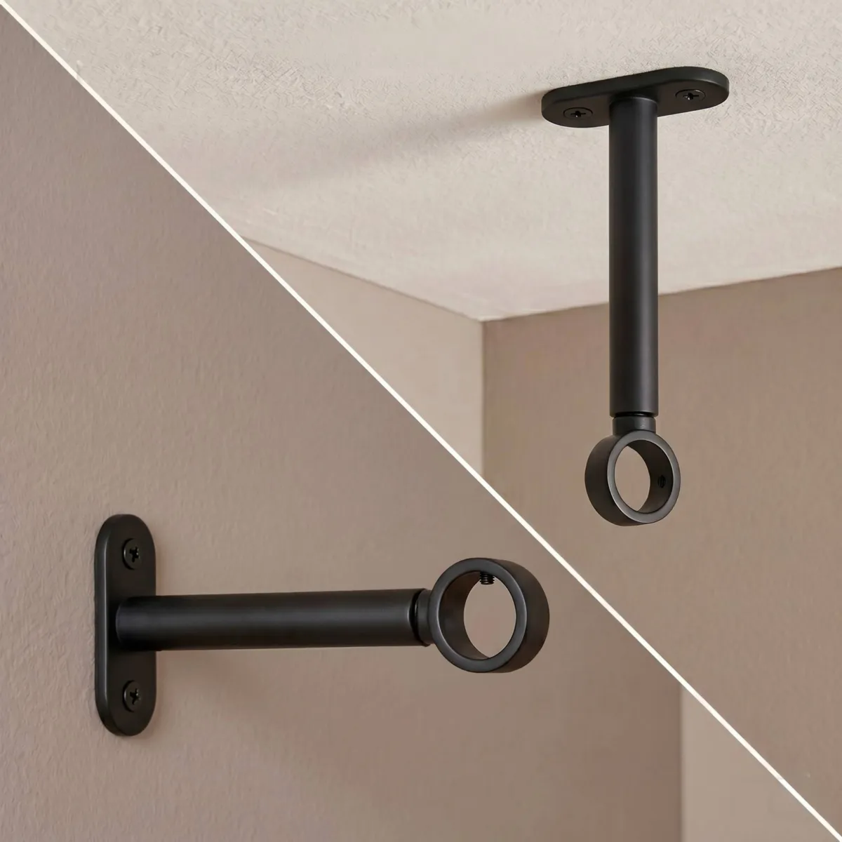 Lote de 2 soportes simples  (L150 / D20 mm) Negro Mate