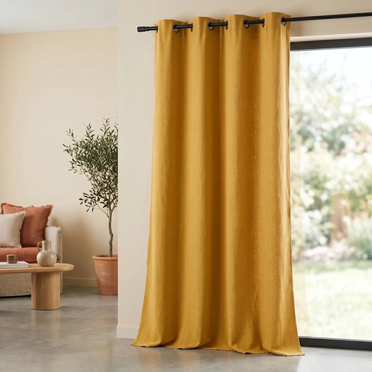 Tenda in cotone tessuto (140 x 260 cm) Monaco Giallo curry