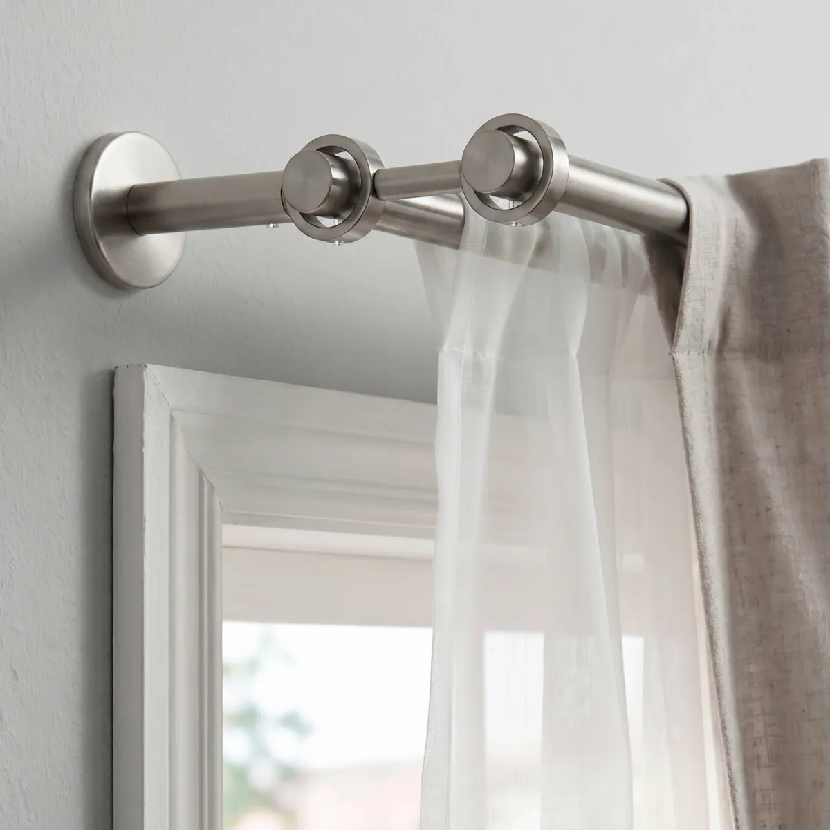 Supporto doppio regolabile (L190/L230 cm - Ø28 mm) Argento opaco 1