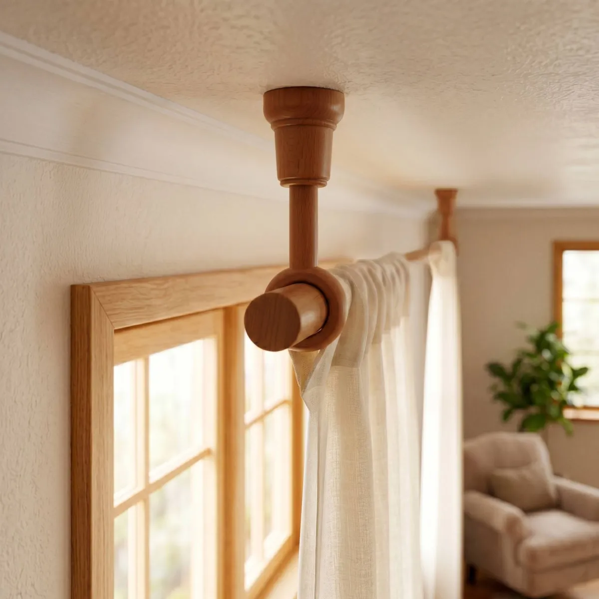 Supporto asta estensibile in legno (L140 - 160 / D28 mm) Nils Naturale