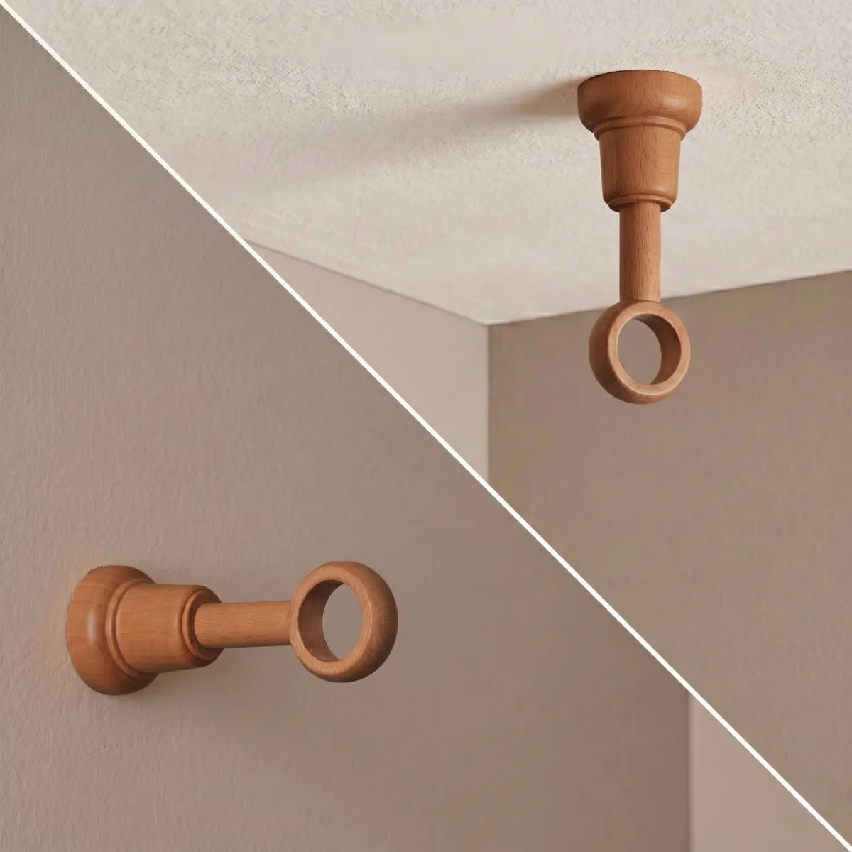 Supporto asta estensibile in legno (L140 - 160 / D28 mm) Nils Naturale