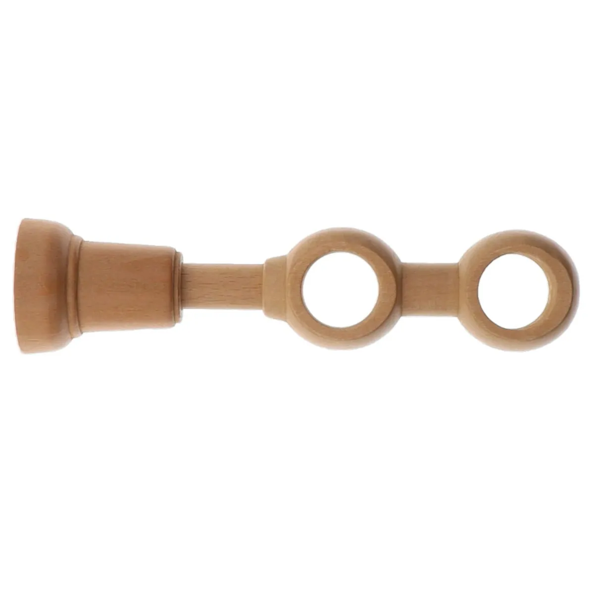 Soporte doble fijo para barra de cortina de madera (L21.5 cm /D28 mm) Nils Beige Barnizado