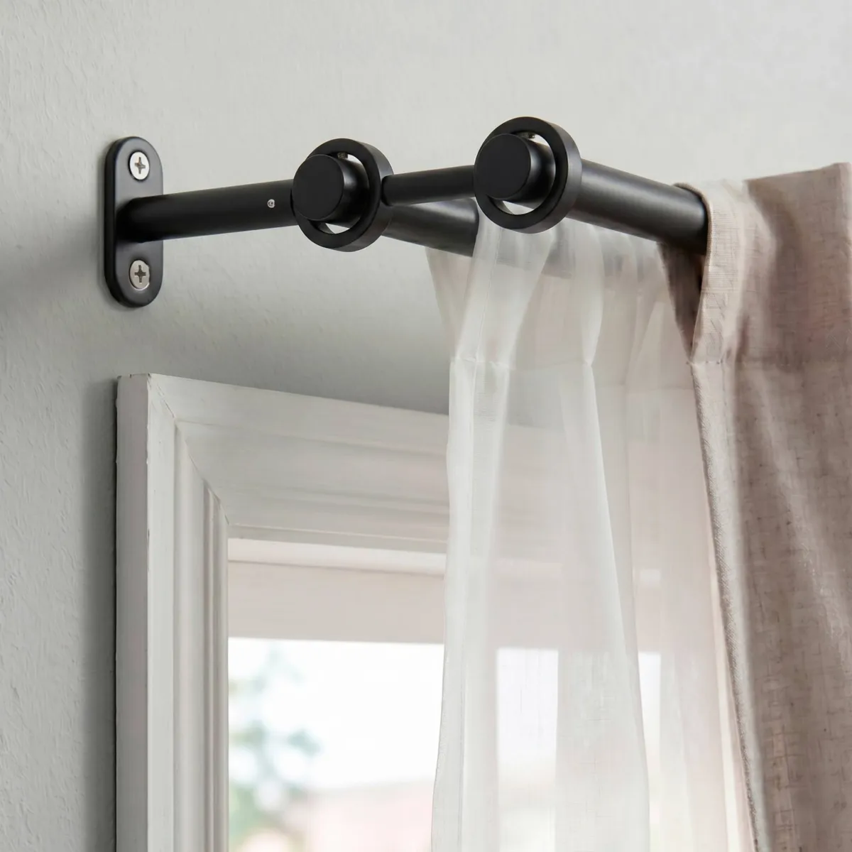 Soporte para barra doble  extensible (L150 / D20) Jim Negro mate 1