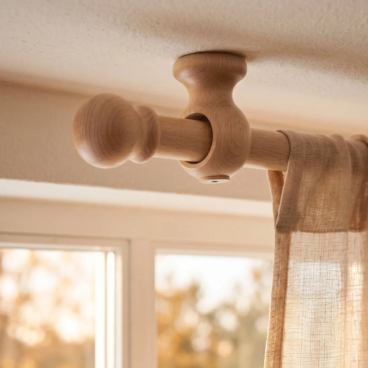 Set di 2 supporti per asta in legno da soffitto (L5 cm / D28 mm) Nils Tortora Verniciato