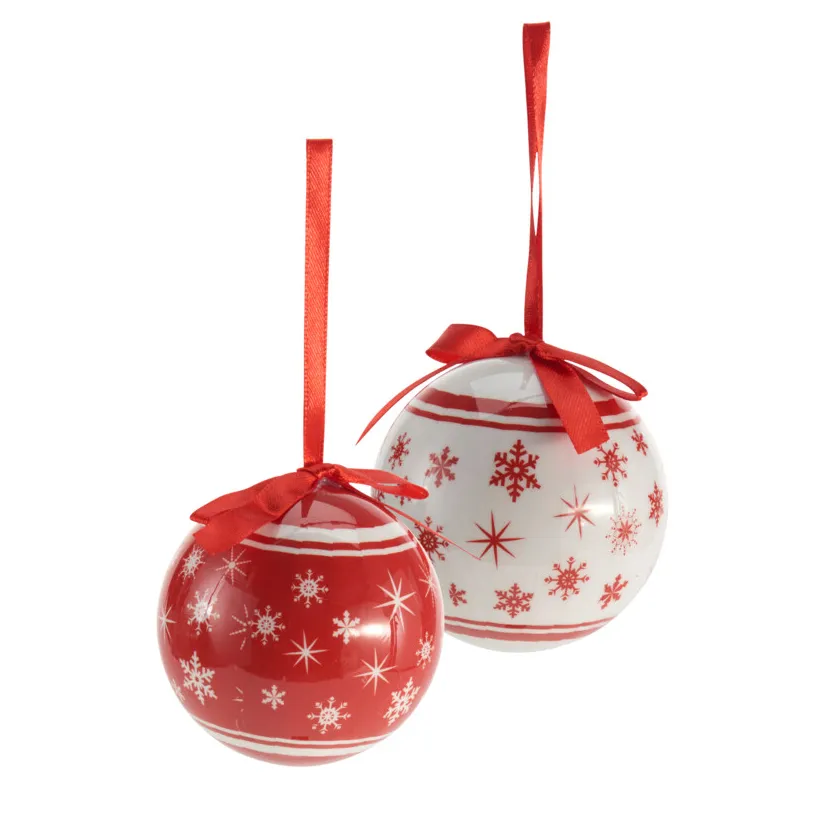 Set di 14 palline di natale (D75 mm) Fiore della neve Rosso