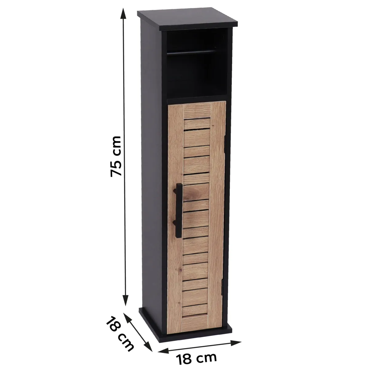 Mueble porta papel higiénico con reserva (H75 cm) Bergen Negro