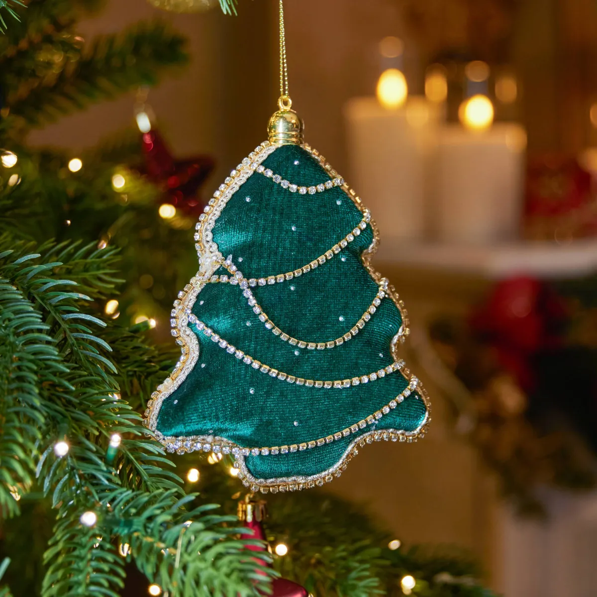 Addobbi natalizi (H14 cm) Albero di Natale e Diamanti Verde e oro