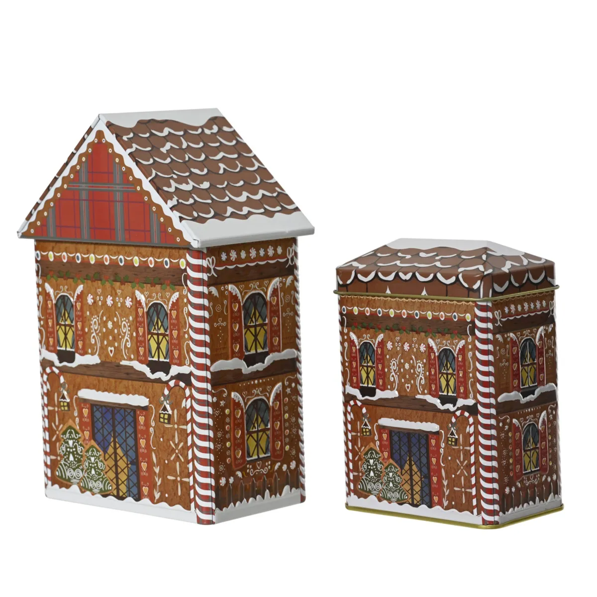 Set di 2 Scatole contenitore decorative (H21,5 cm) Casa pan di zenzero Marrone