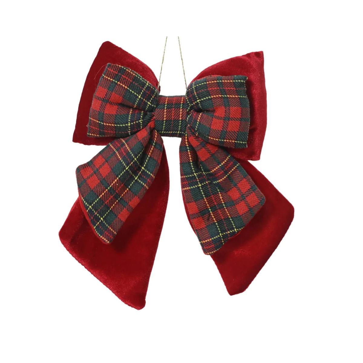 Fiocco natalizio (H23 cm) Tartan velluto Bordeaux
