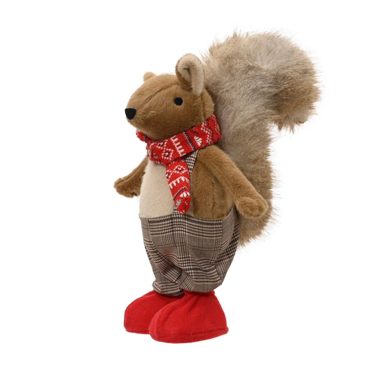 Scoiattolo decorativo natalizio in piedi (H50 cm) Gaspard Marrone e Rosso