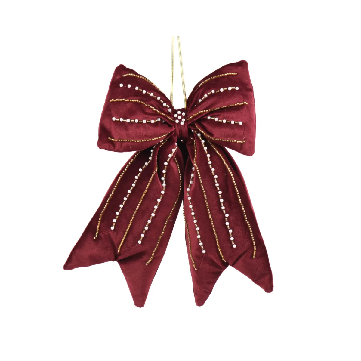 Fiocco natalizio (H30 cm) Velluto glitterato Bordeaux